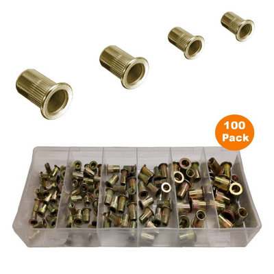 100 x Assorted Serrated Threaded Nutserts