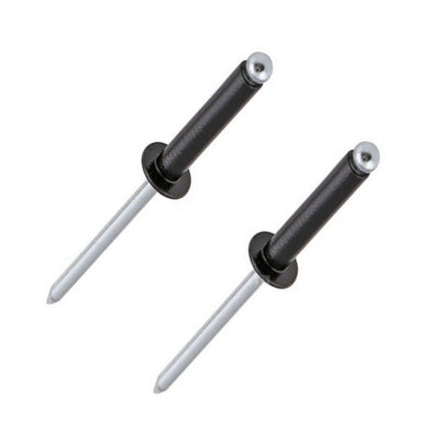 100 x Black Aluminium Rivets, Dome Headed 3.2 x 12mm Blind Pop Rivet