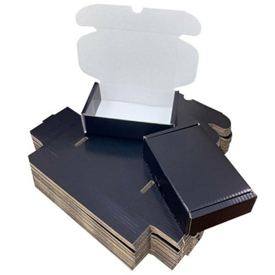 100 x Black Coloured 12 x 10 x 4"  (30cm x 22.5cm x 10cm) Packing Shipping Mailing Gift Storage Die Cut Boxes Gloss Finished