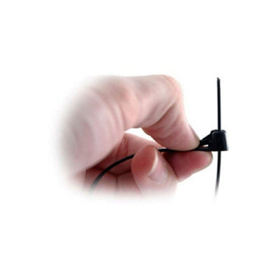 100 x Black Releasable Cable Ties 200mm x 4.8mm Reusable Wire Tidy Zip Wrap Straps - 5