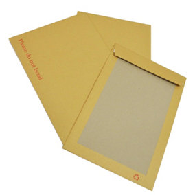 100 x C4/A4 (324x229mm) Board Backed Manilla Envelopes Printed "Please Do Not Bend" Peel & Seal Envelopes