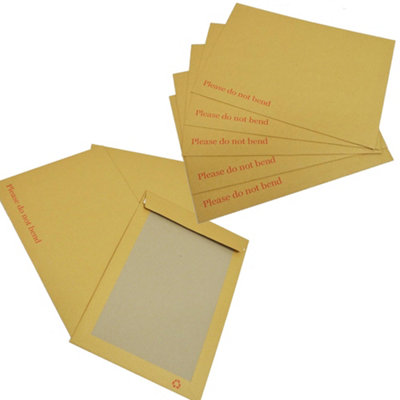 100 x C5/A5 (229x162mm) Board Backed Manilla Envelopes Printed "Please Do Not Bend" Peel & Seal Envelopes