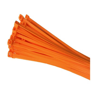 100 x Fluorescent Orange Cable Ties 200 x 4.8mm / Extra Strong Zip Tie Wraps