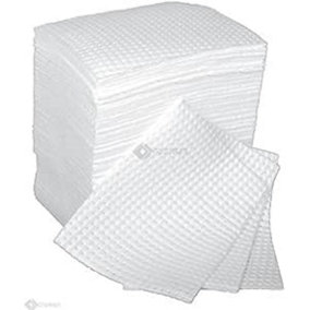 100 x Heavyweight Bonded and Perforated Oil Only Absorbent Pads Poly-Wrapped