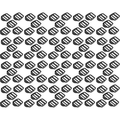 100 x Ladderlock Rucksack Sliders Buckles for 20 mm / 0.78" Webbing Strap, Black, Plastic