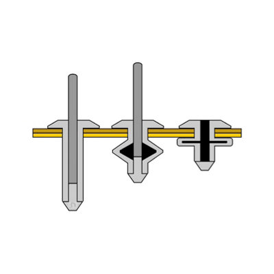 100 x Large Flange Standard Aluminium Rivets - 5