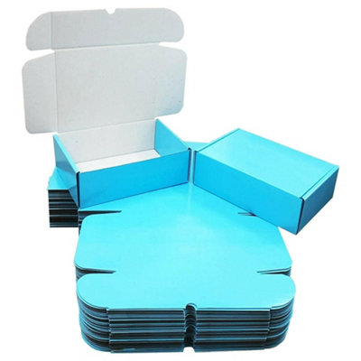 100 x Light Blue Coloured 10 x 6 x 3" (25cm x 17.5cm x 7.5cm) Packing Shipping Mailing Gift Storage Die Cut Boxes Gloss Finished