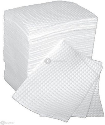 100 x Medium Weight Bonded and Perforated Oil Only Absorbent Pads Boxed