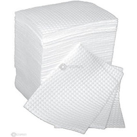100 x Medium Weight Bonded and Perforated Oil Only Absorbent Pads Boxed
