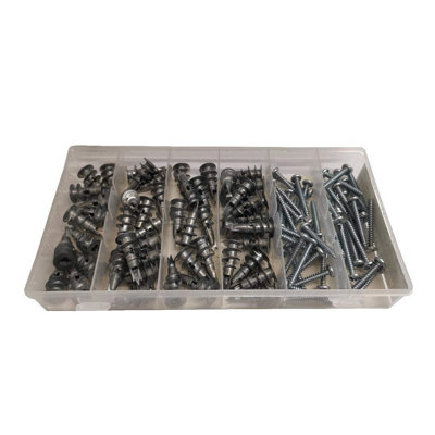 100 x Metal Plasterboard Anchors & Screws - 3