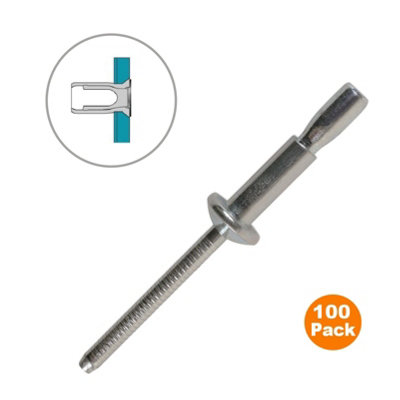 100 x Monobolt Structural Rivets Dome headed 6.4 x 14mm Blind Rivet ...