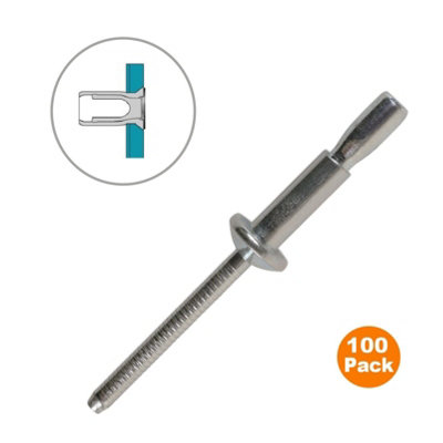 100 x Monobolt Structural Rivets Dome headed 6.4 x 20mm Blind Rivet Fastener Bolt