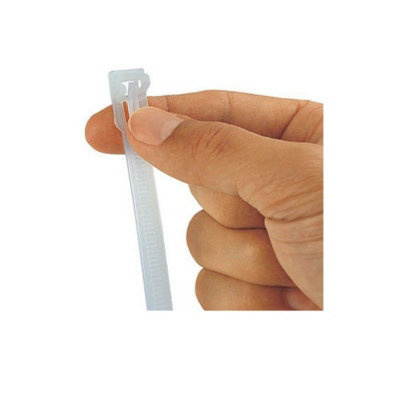 100 x Natural Releasable Cable Ties 250mm x 7.6mm Reusable Wire Tidy Zip Wrap Straps - 4