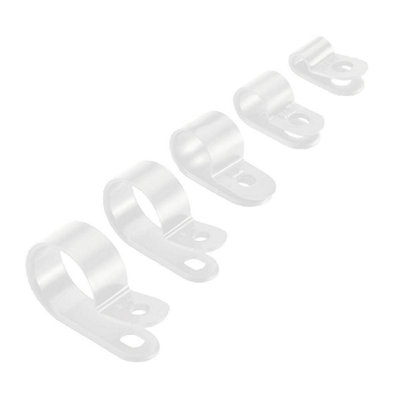 100 x Natural/White Nylon 1/4'' P Clips for Conduit, Cable, Tubing & Sleeving