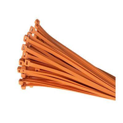 100 x Orange Nylon Cable Ties 300 x 4.8mm / Extra Strong Zip Tie Wraps