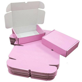 100 x Pink Coloured 7 x 5 x 2" (17cm x 14cm x 5cm) Packing Shipping Mailing Gift Storage Die Cut Boxes Gloss Finished