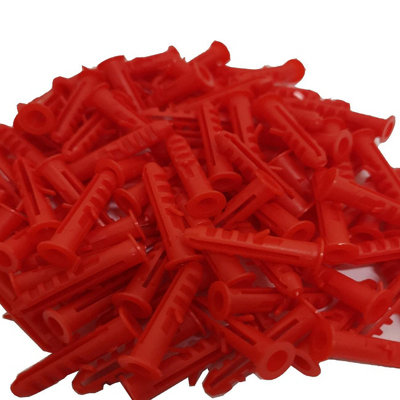 100 x Red Wall Raw Plugs Expansion Fixings