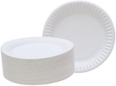 100 X Reusable Paper Plates Tableware White Catering Party Wedding  9 Inch