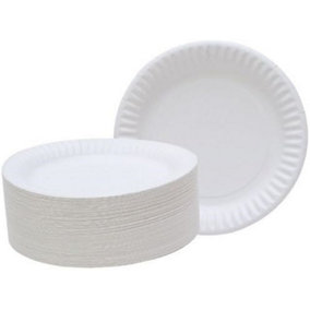 100 X Reusable Paper Plates Tableware White Catering Party Wedding  9 Inch