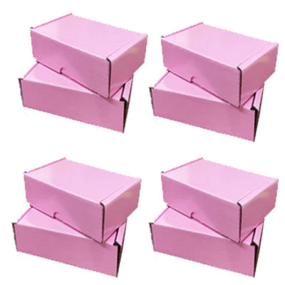 100 x Shiny Pink (10" x 7" x 3") Coloured Cardboard Postal Shipping Mailing Die Cut Boxes