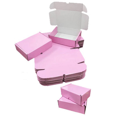 100 x Shiny Pink (7" x 5.5" x 2") Coloured Cardboard Postal Shipping Mailing Die Cut Boxes