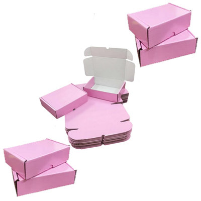 100 x Shiny Pink (7" x 5.5" x 2") Coloured Cardboard Postal Shipping Mailing Die Cut Boxes