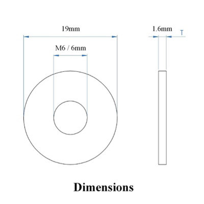 100 x Steel Backing Washers for 6.4mm Blind Pop Rivets M6 x 19mm