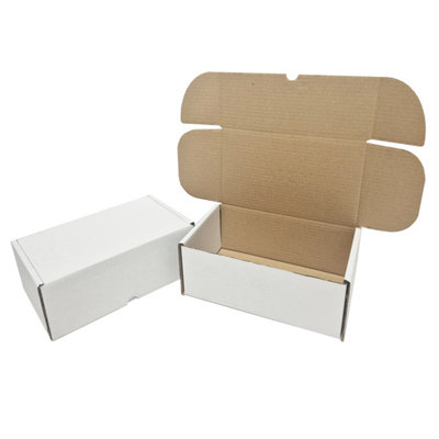 100 x White Die Cut Boxes 15 x 11 x 5" (381x279x127mm) Folding Postal Shipping Cartons