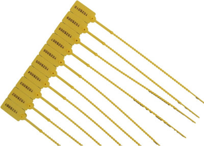 100 X Yellow Security Tags Numbered Pull Ties Secure Anti-Tamper Seals