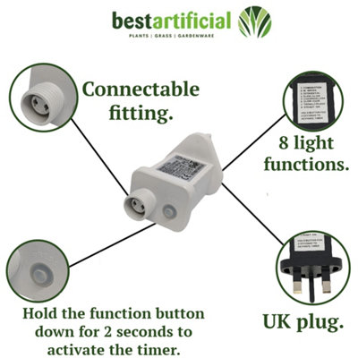 1000 Bright White LED Clear Cable Connectable Indoor & Outdoor Garden Party Waterproof String Lights (100m) Low Voltage Plug - 4