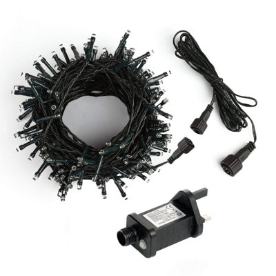 1000 Bright White LED's Black Cable Connectable Outdoor Garden Party Christmas Waterproof Cluster Lights (48ft) Low Voltage Plug