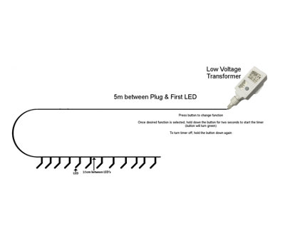 1000 Bright White Low Voltage Mains Powered LED Waterproof String Lights with optional timer & memory (Black Cable) - 5