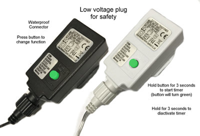 1000 Bright White Low Voltage Mains Powered LED Waterproof String Lights with optional timer & memory (Black Cable) - 8