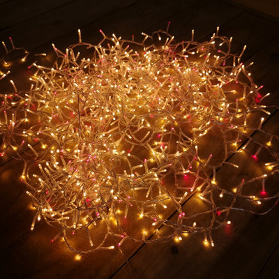 1000 LED 25m Indoor Outdoor Christmas Multi Function Mains Operated String Lights with Timer Clear