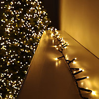 1000 LED 25m Premier TreeBrights Indoor Outdoor Christmas Multi Function Mains Operated String Lights with Timer in Vintage Gold