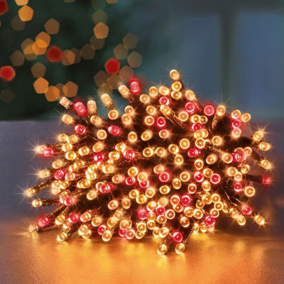 1000 LED Christmas Tree Lights 7ft Tree Multi Action Timer Red Vintage