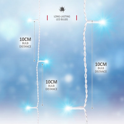 1000 LED Icicle Lights 30M Indoor/Outdoor Christmas Lights with White Cable - Cool White - 3