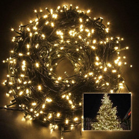 1000 LEDs Warm White Fairy String Lights Cool White Indoor/Outdoor Green Cable 8 Modes Mains Powered Memory Auto Timer
