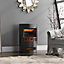 1000 W / 2000 W Black Electric Stove Freestanding Fire Fireplace with 3D Log Flames Effect