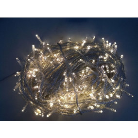 1000 Warm White LED's 100m/328ft Clear Cable MAINS Power Connectable Indoor Outdoor Waterproof String Lights Garden Party