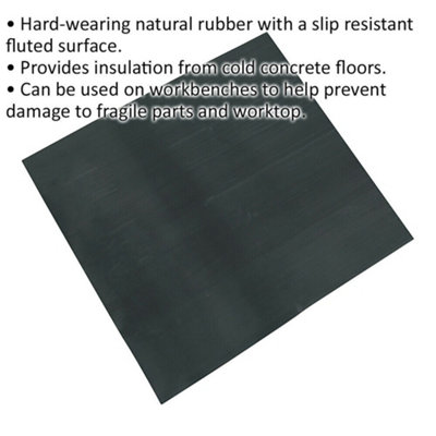 1000 x 1000mm Ribbed Workshop Mat - Hard Wearing Slip Resistant Rubber Cover