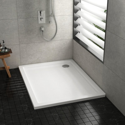 1000 x 800mm Rectangular Stone Shower Enclosure Tray Gloss White 40mm Slimline