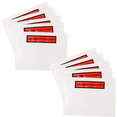 1000 x A6 Printed Self Adhesive Document Enclosed Wallets