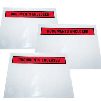 1000 x A7 Printed Self Adhesive Document Enclosed Wallets