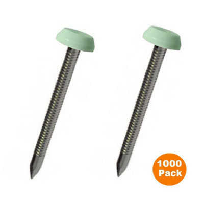 1000 x Chartwell Green UPVC 40mm Poly Top Pins Plastic Headed Fascia ...