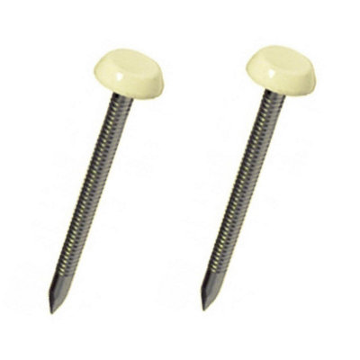 1000 x Cream UPVC 40mm Poly Top Pins Plastic Headed Fascia Fixings
