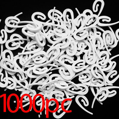 1000 X Curtain Hooks For Curtains With Header Tape White Plastic Nylon Home