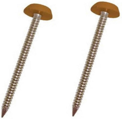 1000 x Light Oak/Tan UPVC 30mm Poly Top Pins Plastic Headed Fascia Fixings