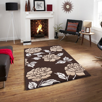Smart Living Modern Thick Soft Carved Area Rug, Living Room Carpet, Kitchen Floor, Bedroom Soft Rugs 60 X 220Cm - Brown Beige