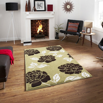 Smart Living Modern Thick Soft Carved Area Rug, Living Room Carpet, Kitchen Floor, Bedroom Soft Rugs 160Cm X 230Cm - Green Brown
